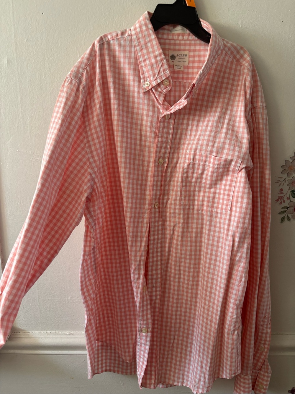 J. Crew Pink Gingham Cotton Button-Down Shirt